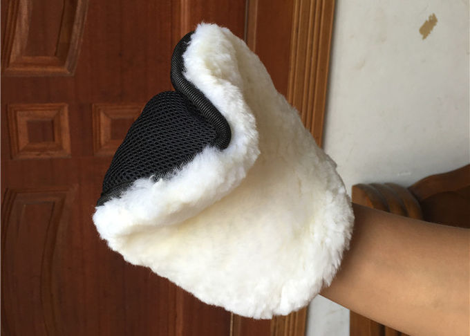 Einseitiger Pelz-Schaffell-Waschanlage-Handschuh für Schilderungsreinigung/das Polnisch