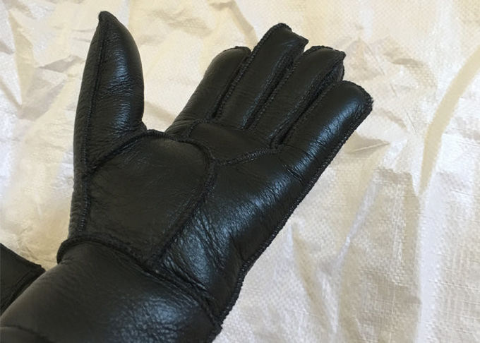 Der Shearlings-Schaffell-Handschuhe der windundurchlässigen Männer, starker Pelz gezeichnete Lederhandschuh-Handschuhe 
