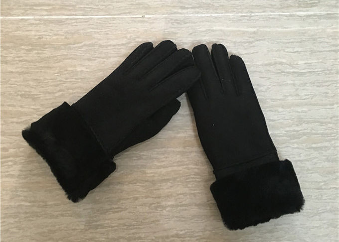 Frauen Shearlings-wärmste Schaffell-Handschuhe, 100% Handnähende Lammwollfutter-Stulpe